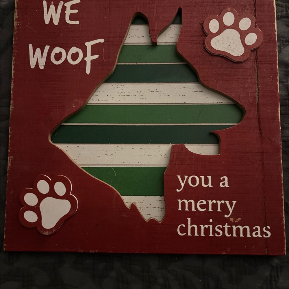 New Red and Green Christmas Dog Sign